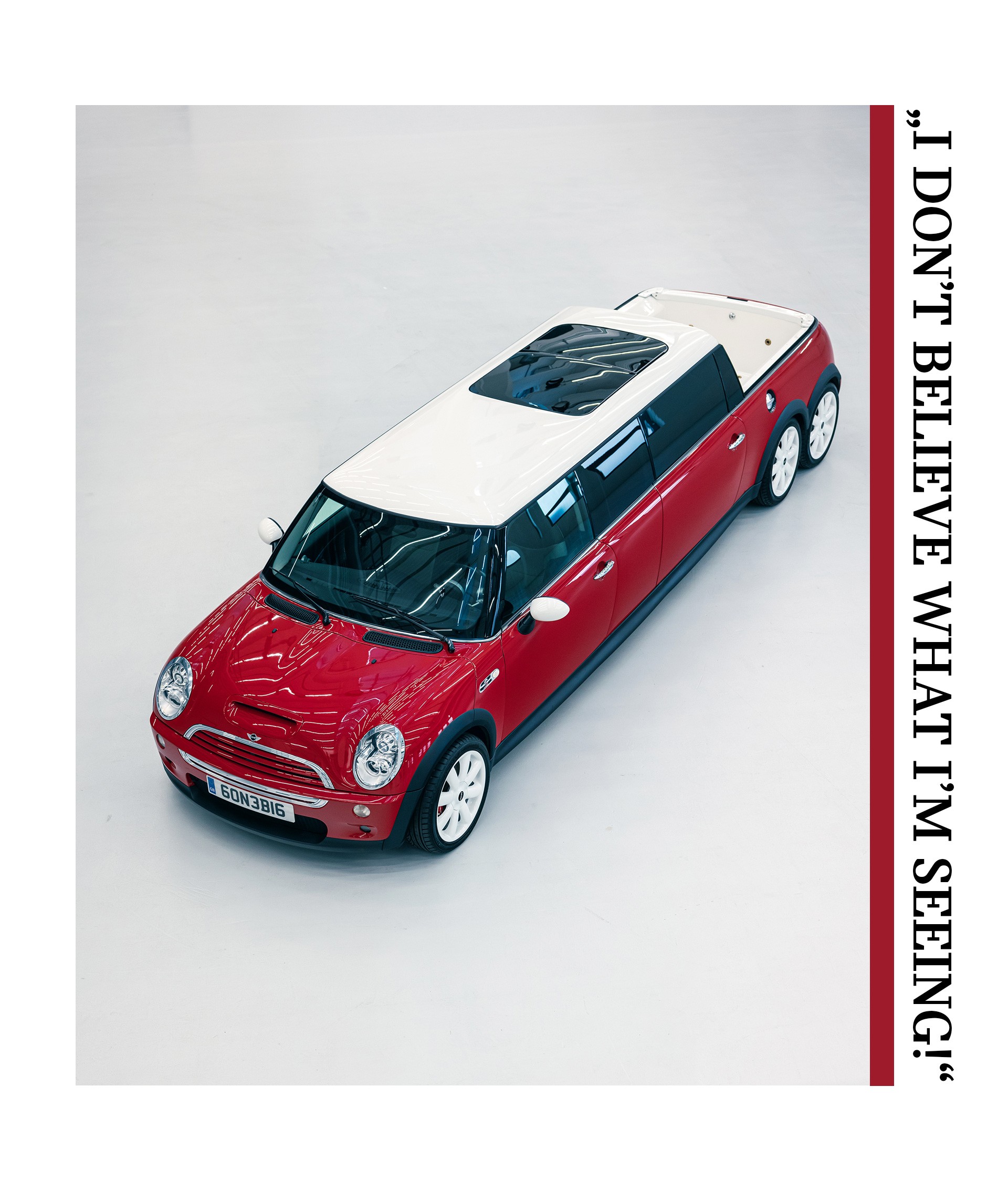 High-angle image image of the MINI Cooper S Limousine.